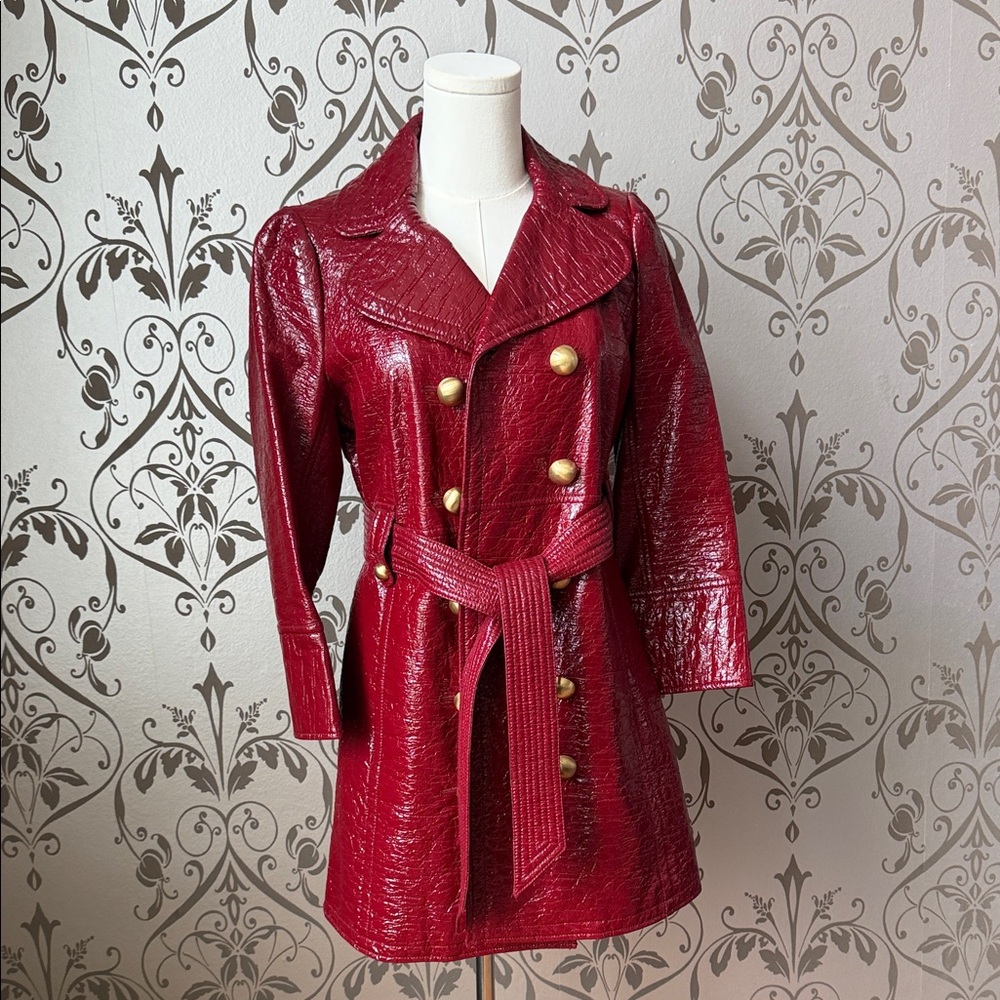Juicy Couture Dark Red crocodile / alligator-style texture faux leather Jacket